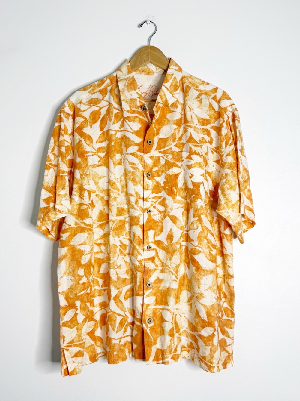 Tommy Bahama Men’s XL 100% Linen Orange Floral Hawaiian Camp Shirt Button Up